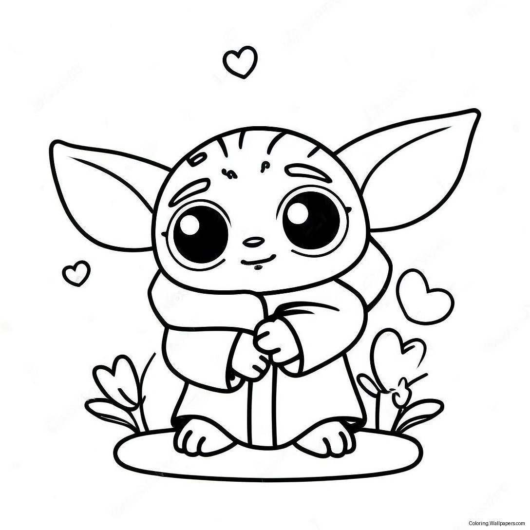 Página Para Colorear De Baby Yoda Para San Valentín 49296