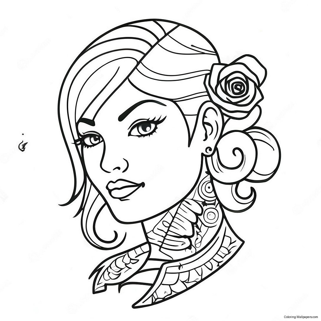 Bad Girl Female Tattoo Coloring Page 4761