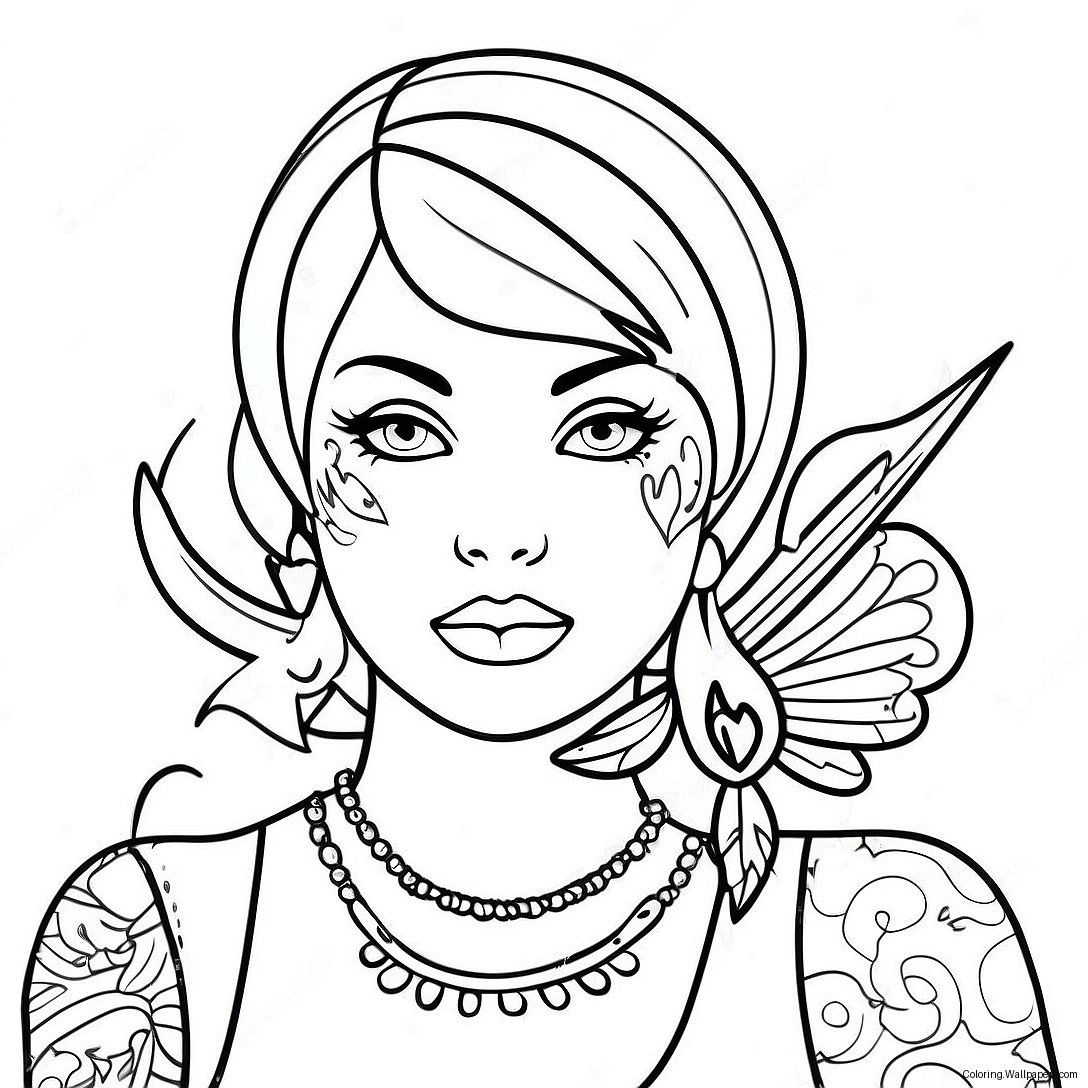 Bad Girl Female Tattoo Coloring Page 4763