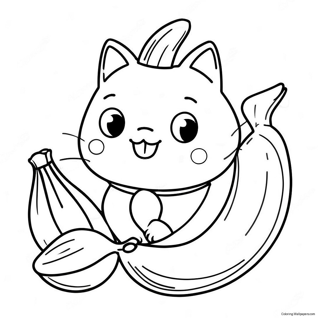 Banana Cat Coloring Page 21616