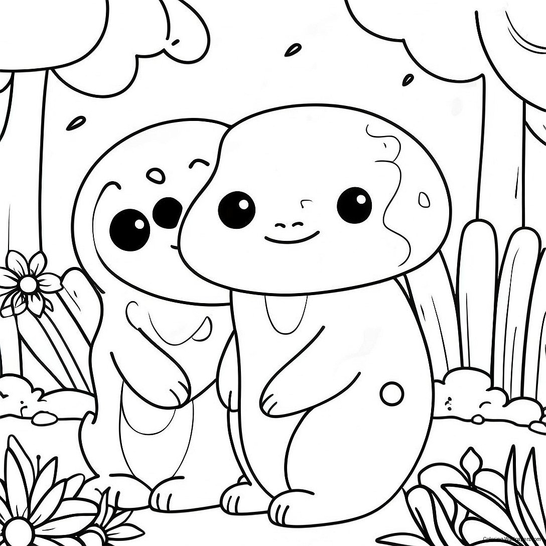 Banban Characters In A Magical Garden Coloring Page 8299