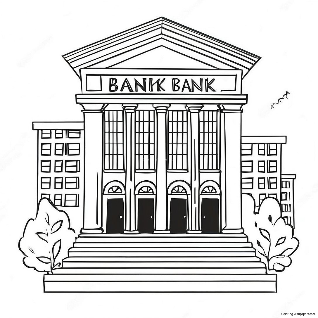 Bank Building Coloring Page 15492