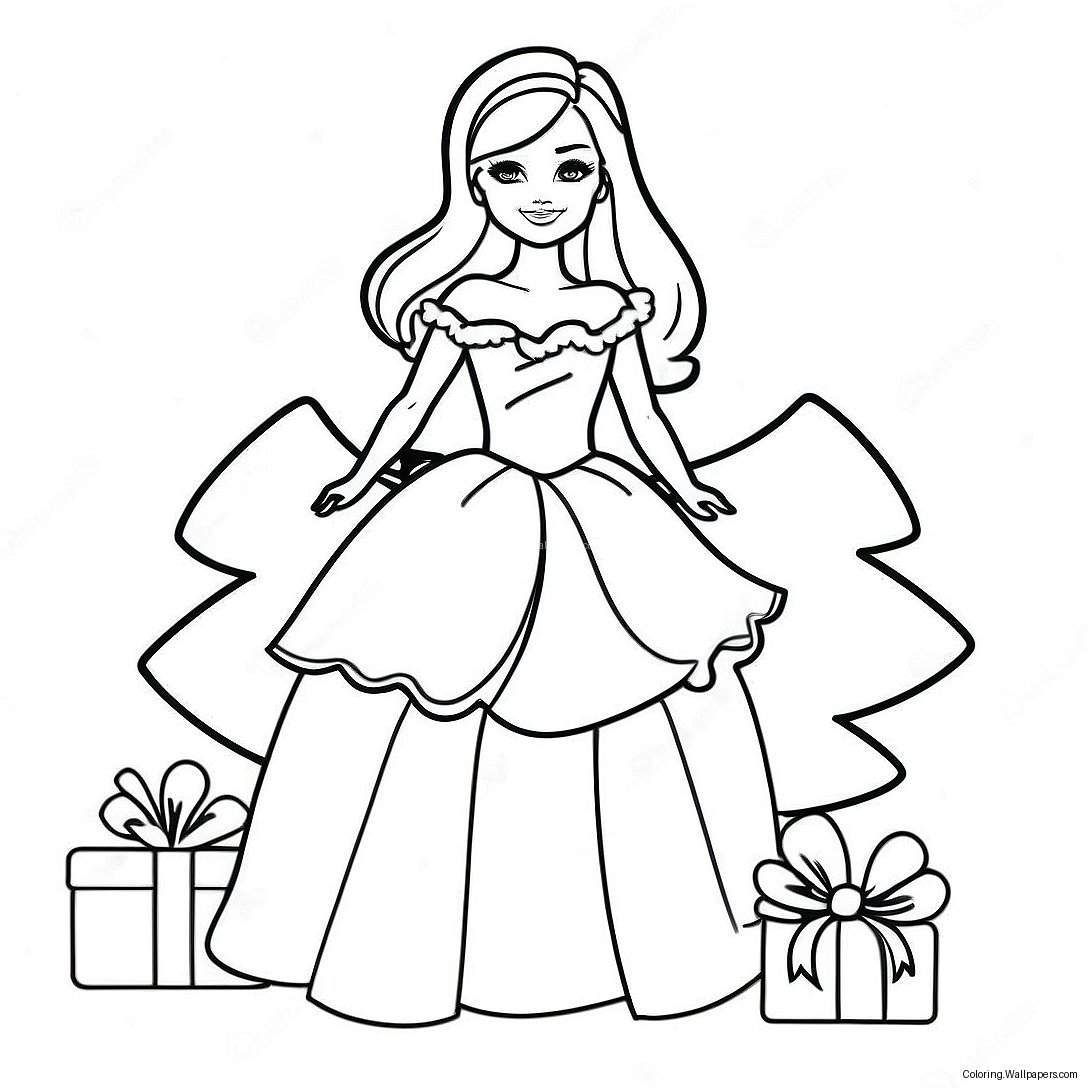 Barbie Christmas Coloring Page 5998