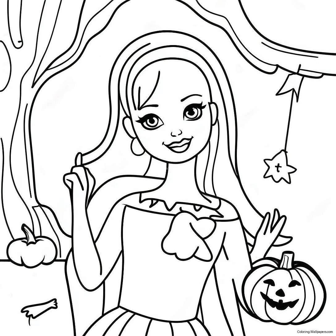 Barbie Halloween Coloring Page 12592