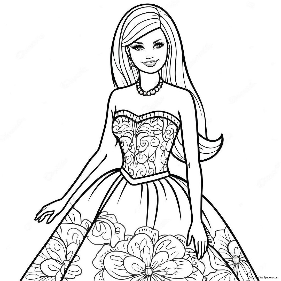 Barbie In Einem Schönen Kleid Ausmalbild 50677