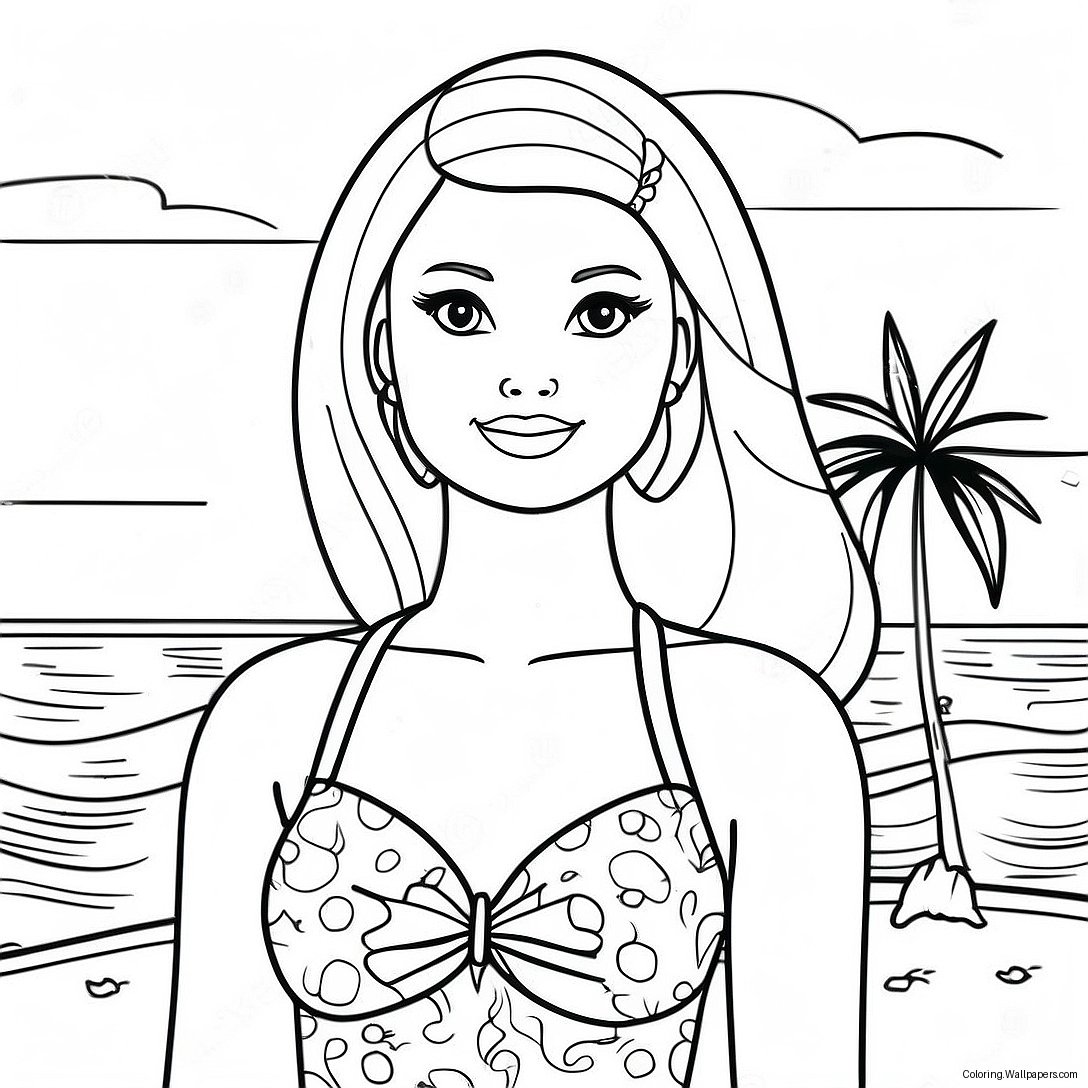 Barbie In A Colorful Swimsuit Coloring Page 35524