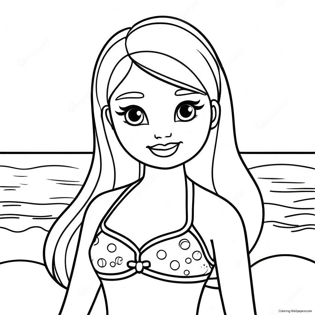 Barbie In A Colorful Swimsuit Coloring Page 41439