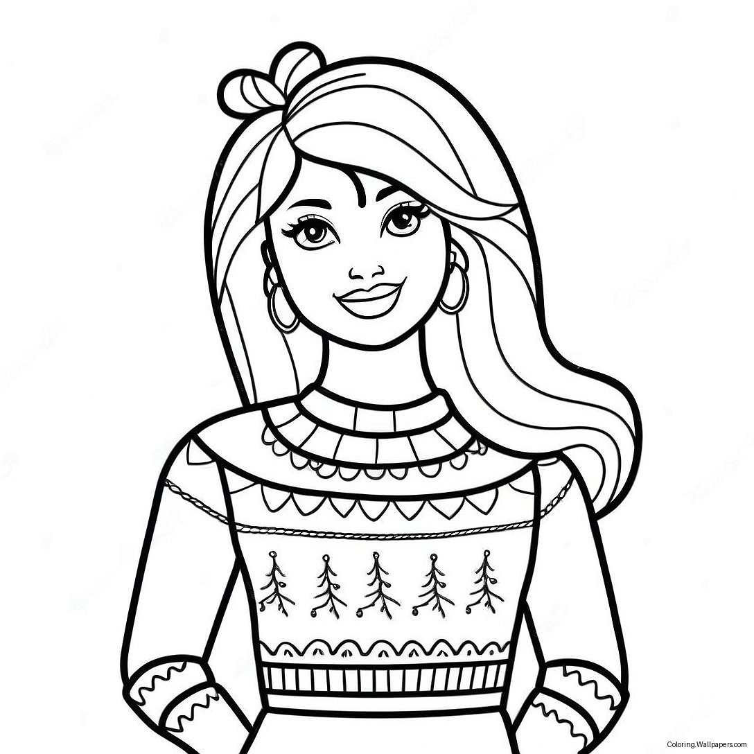 Barbie In A Festive Sweater Coloring Page 5966