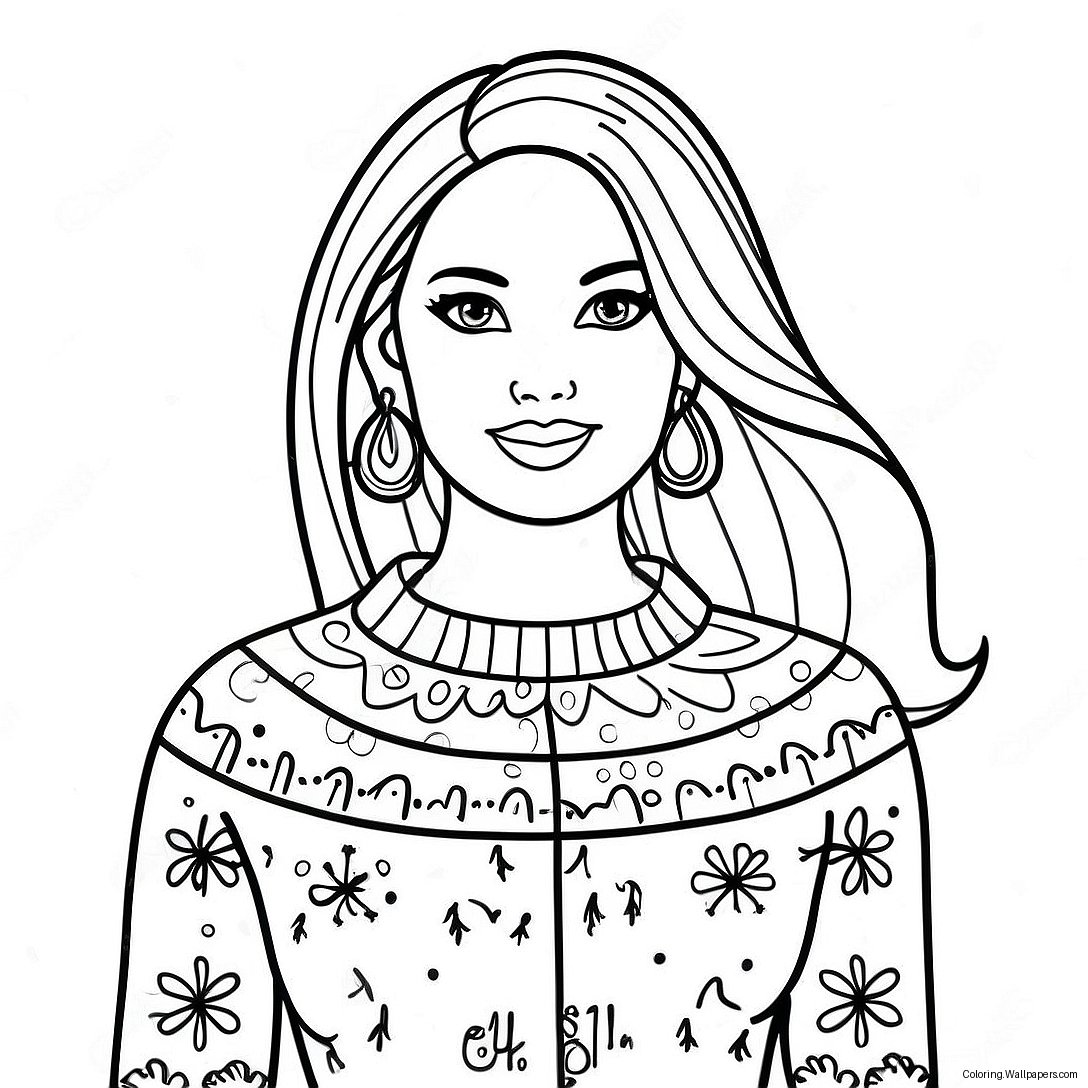 Barbie In A Festive Sweater Coloring Page 5967