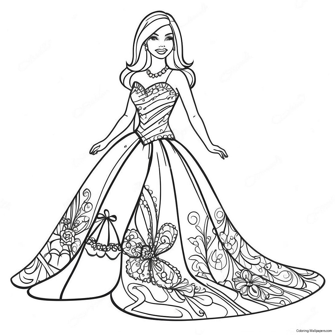 Barbie In A Sparkling Dress Coloring Page 7151