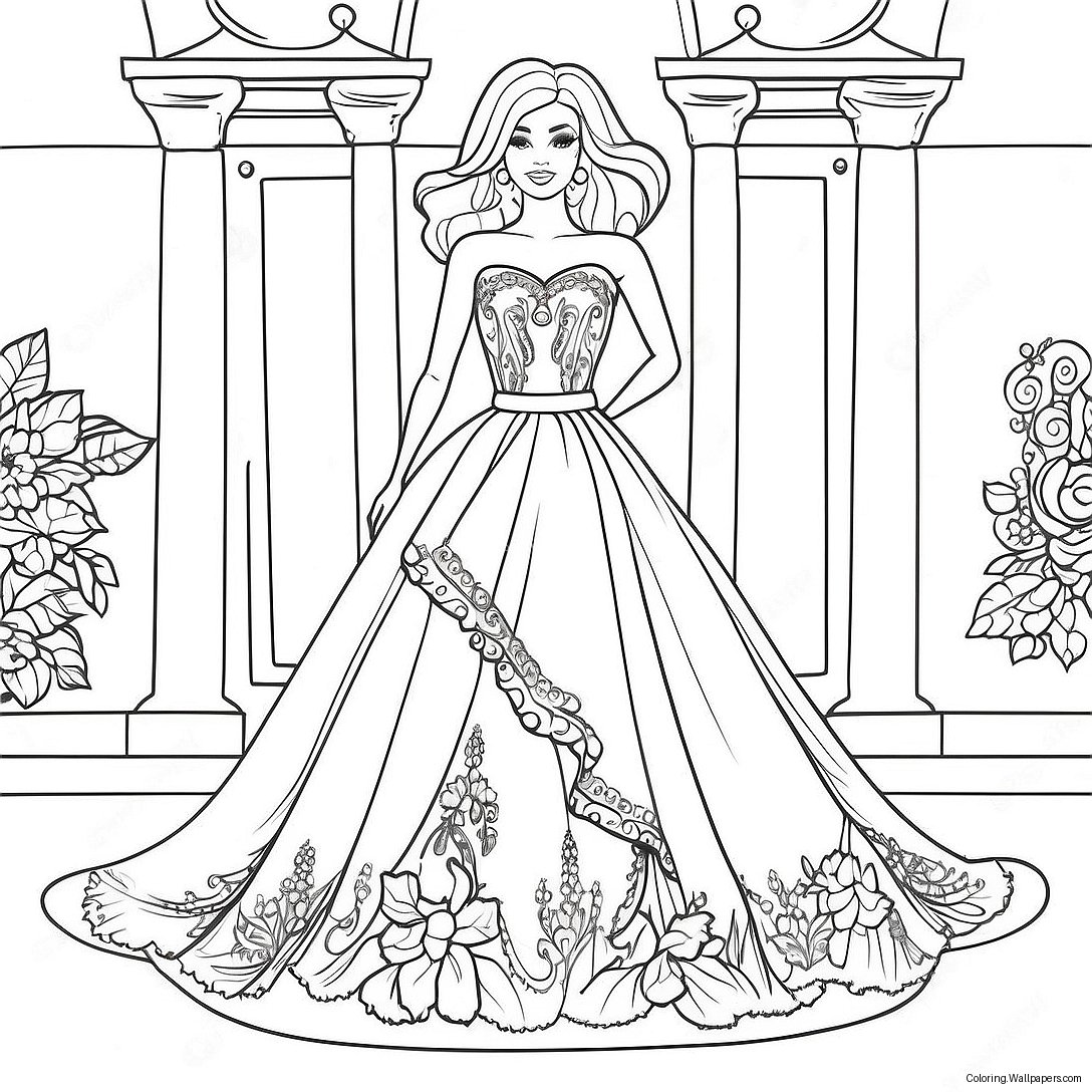 Barbie In A Sparkling Evening Dress Coloring Page 18534