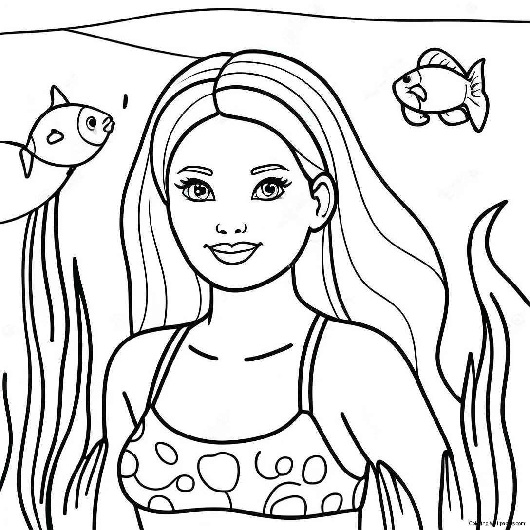 Página Para Colorear De Barbie Nadando Bajo El Agua 41441