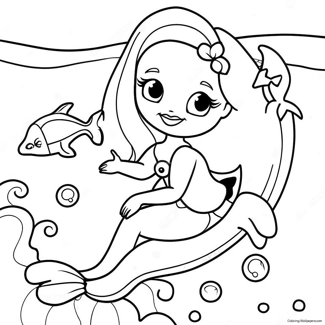 Barbie Swimming With Dolphins Coloring Page 45250