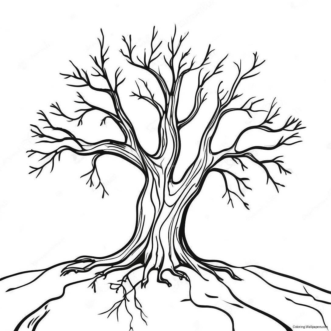 Bare Tree Silhouette Coloring Page 41895