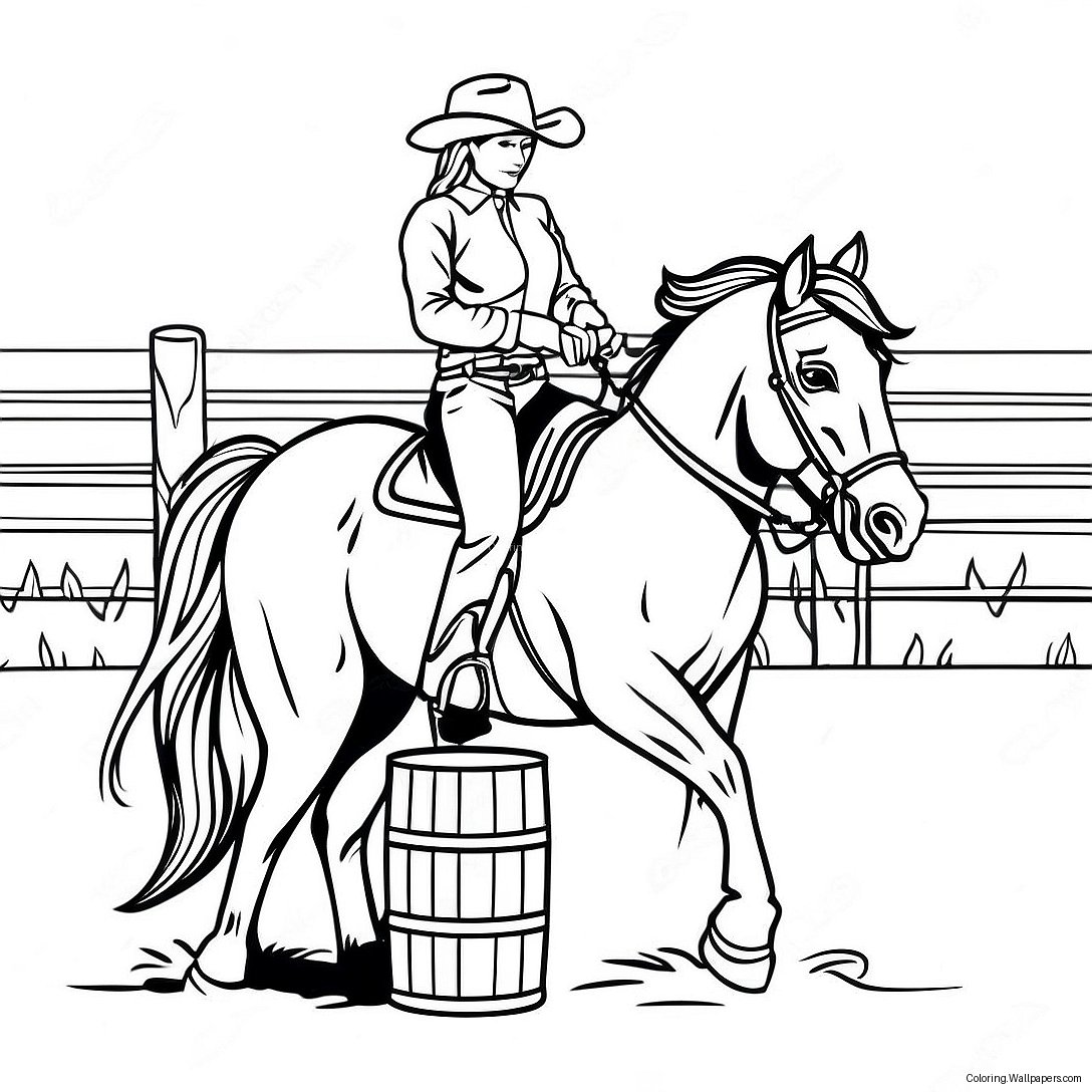 Barrel Racing Horse And Rider Coloring Page 11690