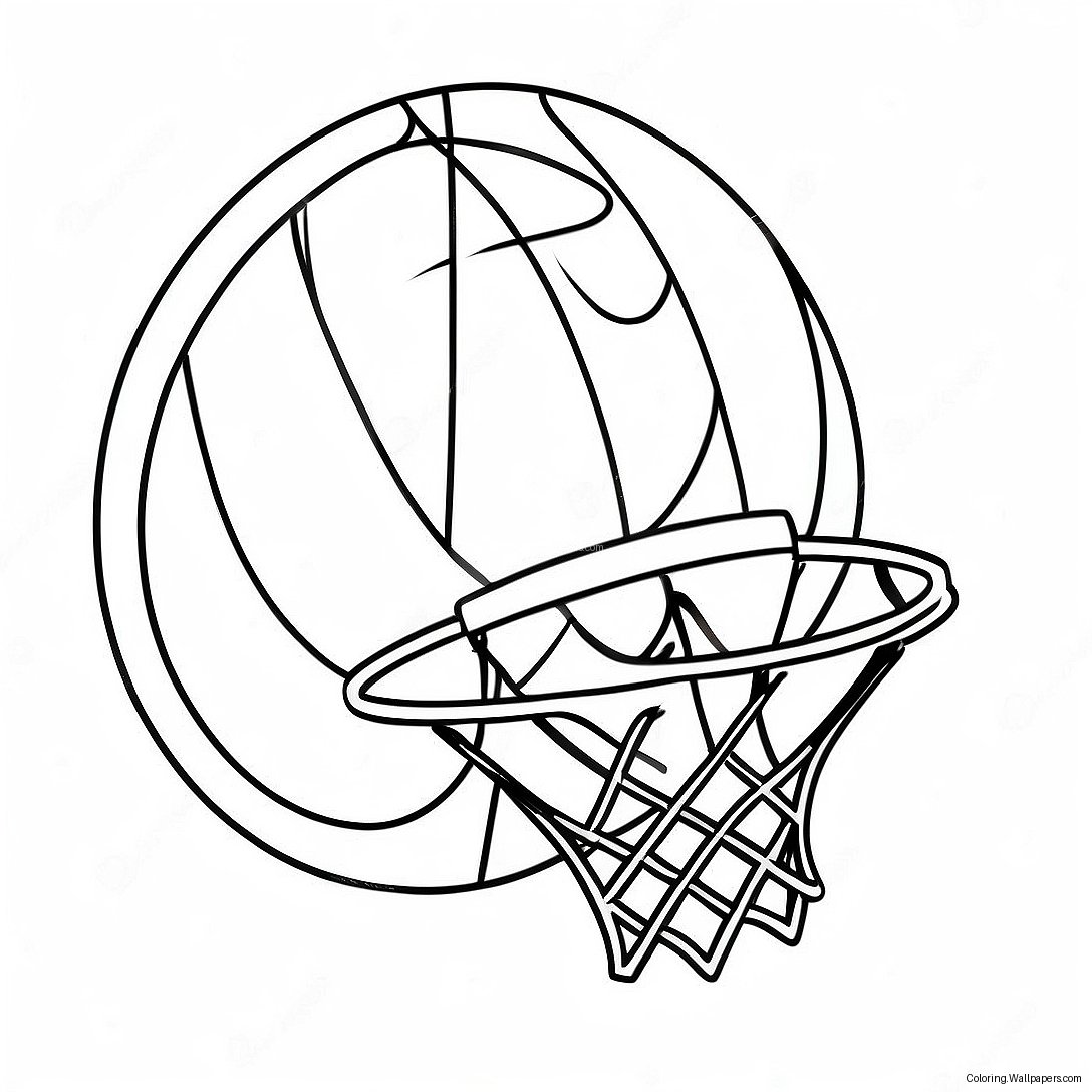 Basketbalring Met Kleurrijke Bal Kleurplaat 18332