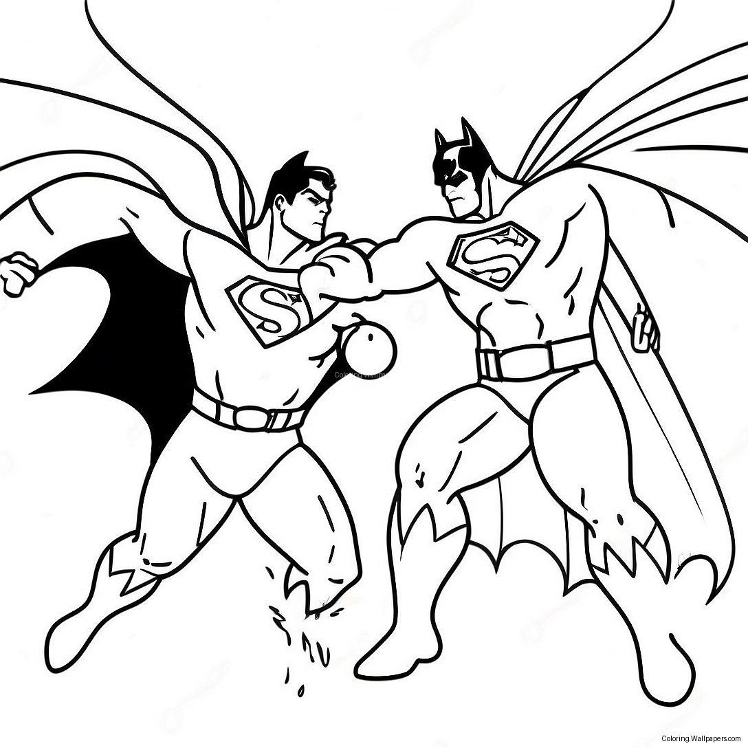 Batman Vs Superman Epic Battle Coloring Page 26585