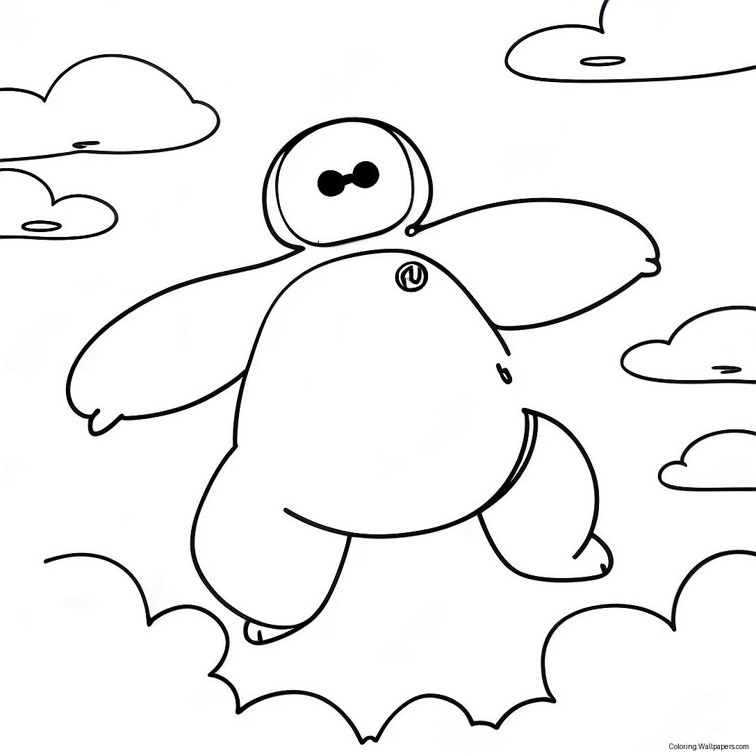 Baymax Flyger I Himlen Färgläggningssida 6781