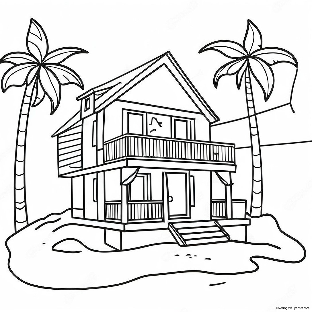 Beach House Coloring Page 17346