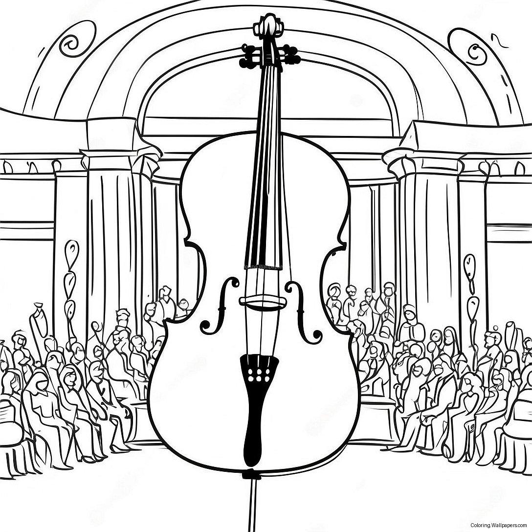 Página Para Colorir Do Violoncelo Bonito Em Um Concerto 33836