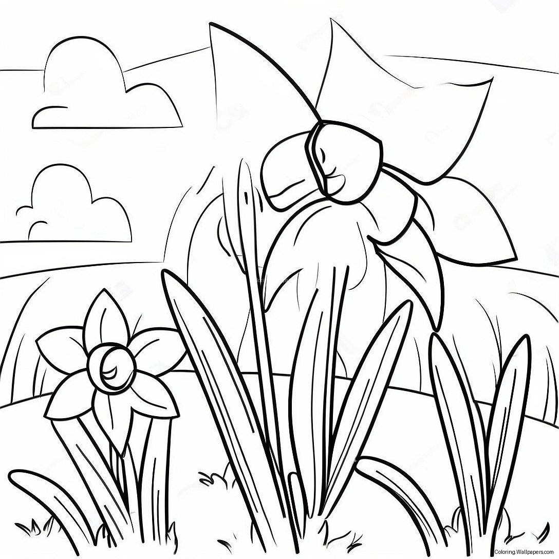 Beautiful Daffodil Garden Coloring Page 17671