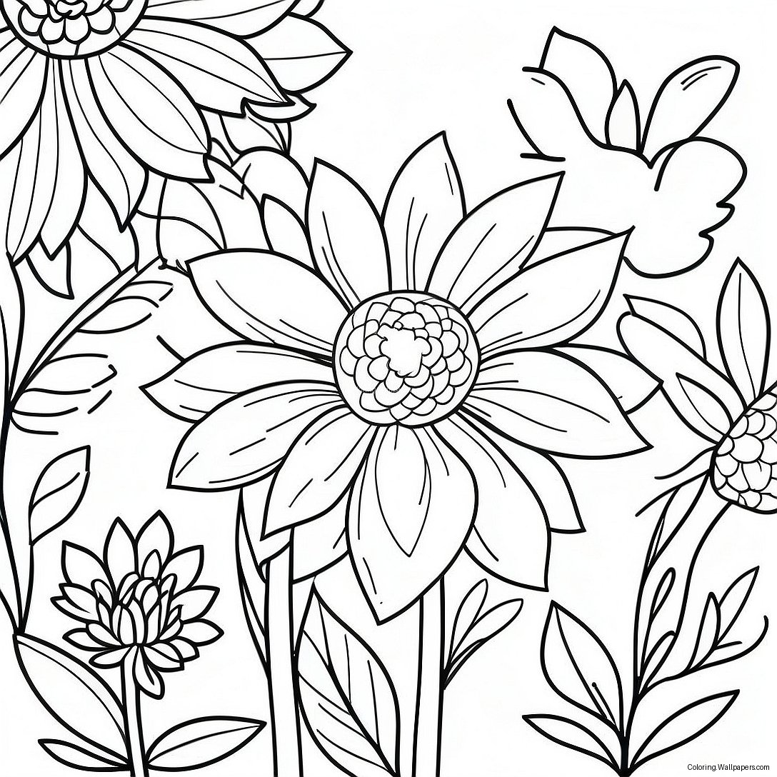 Beautiful Dahlia Garden Coloring Page 38872