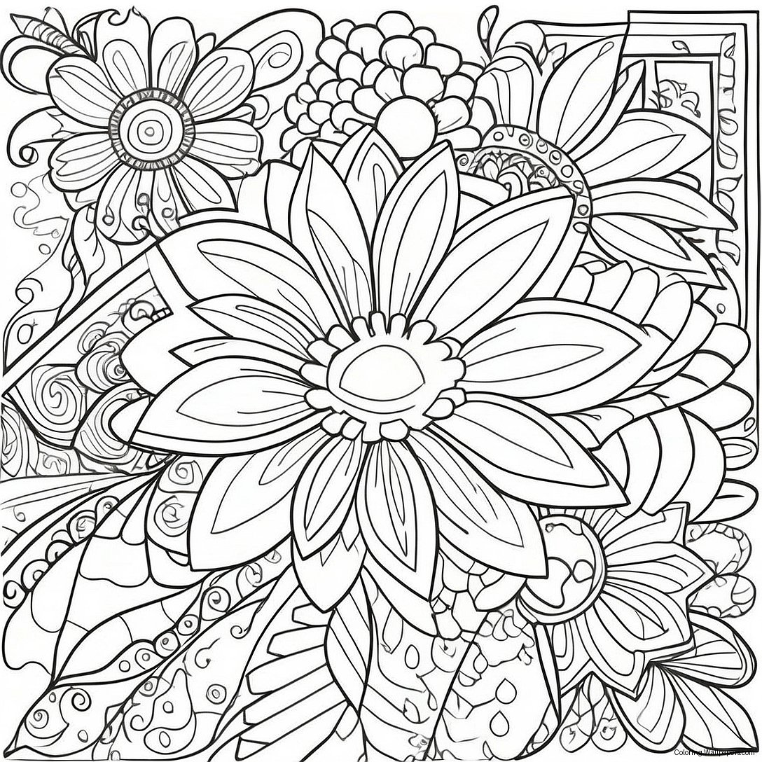 Beautiful Floral Patterns Stress Relief Coloring Page 19861