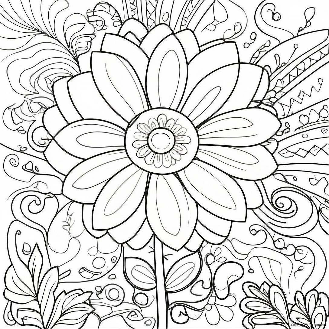 Beautiful Flower Grayscale Coloring Page 50619