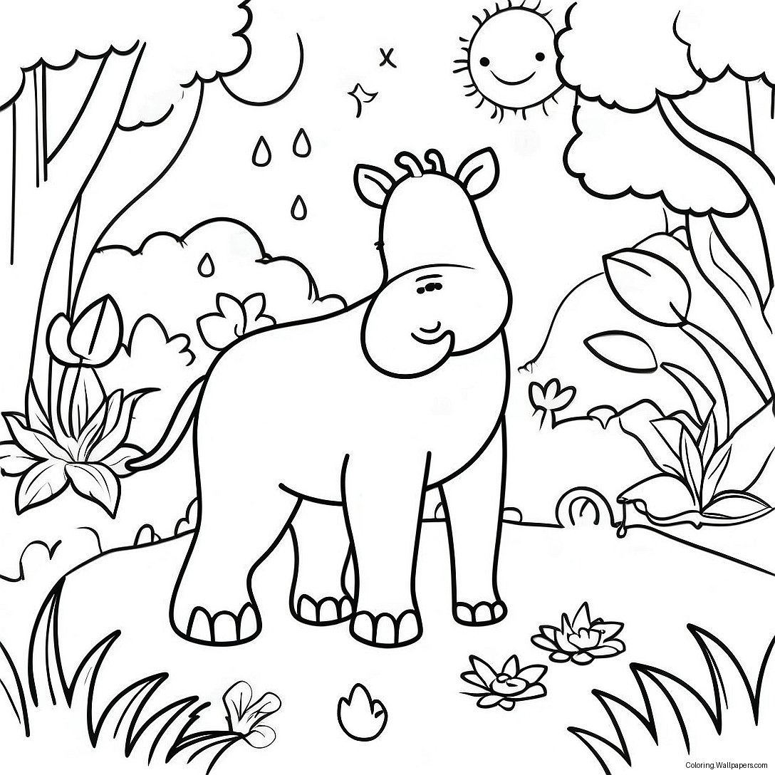 Beautiful Garden Of Eden With Animals Coloring Page 14282