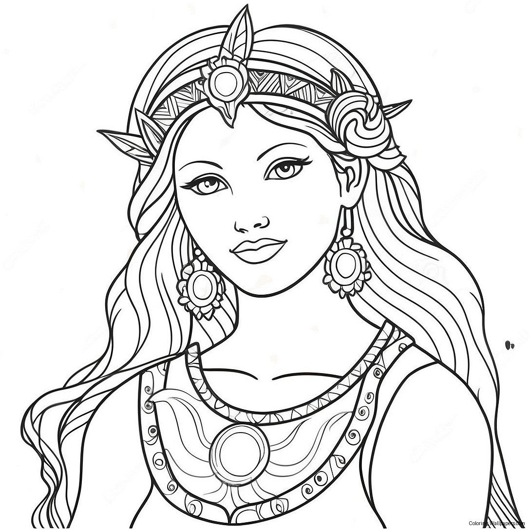 Beautiful Goddess Coloring Page 42492