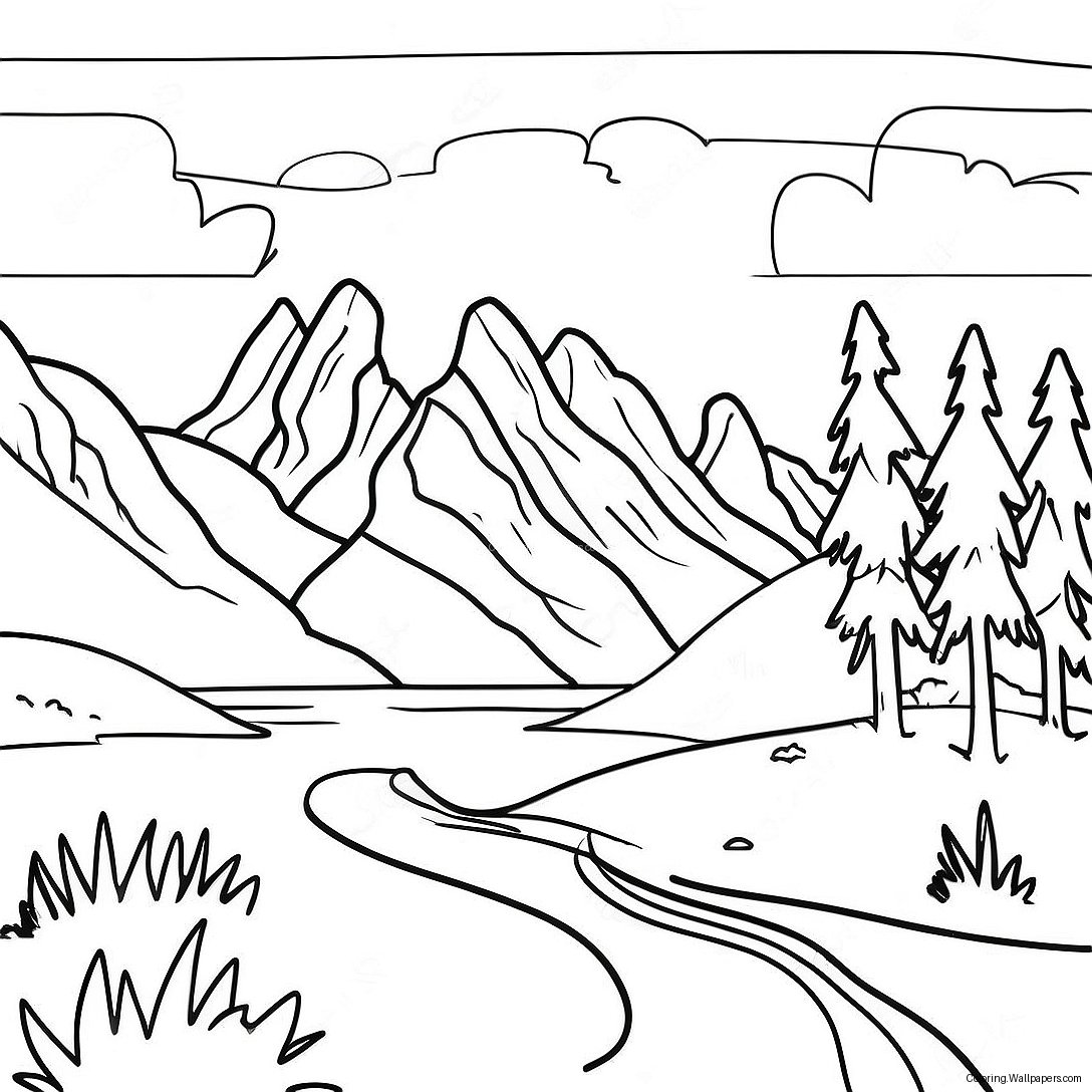 Beautiful Idaho Landscape Coloring Page 45377