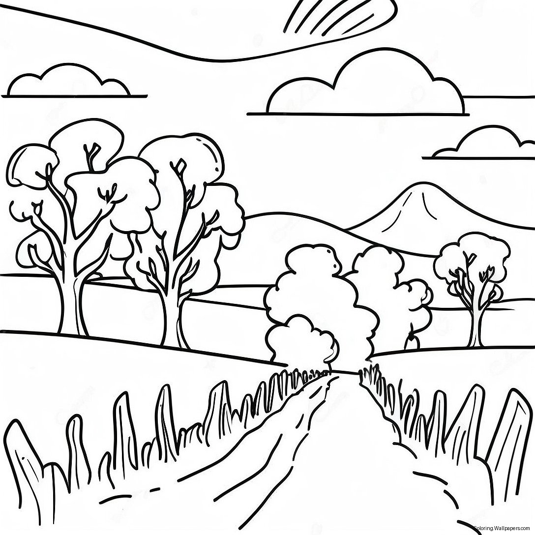 Beautiful Iowa Landscape Coloring Page 42548