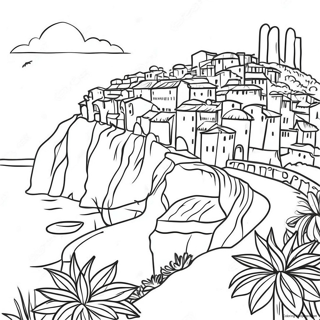 Page À Colorier Paysage Italien Magnifique 3037