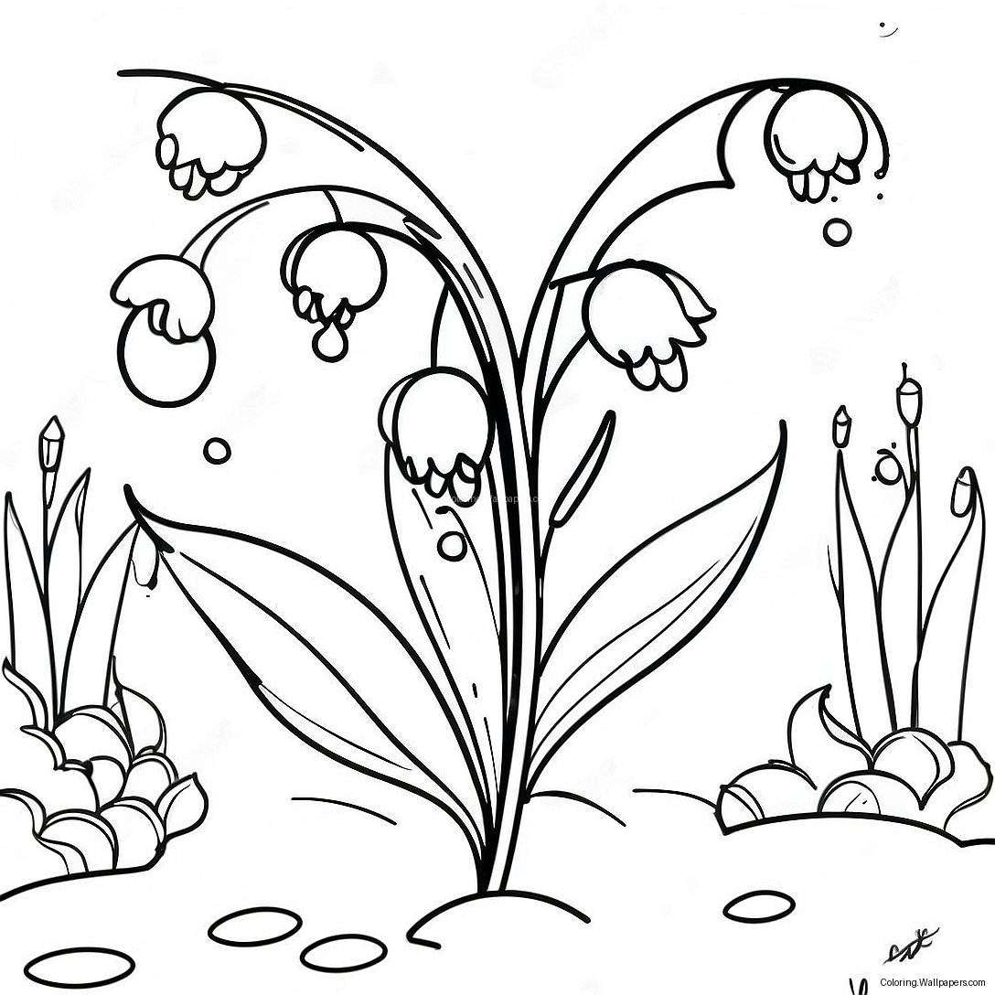 Beautiful Lily Of The Valley Garden Coloring Page 43273