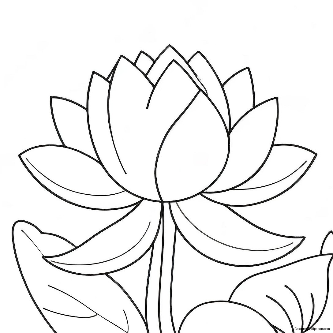 Beautiful Lotus In Bloom Coloring Page 6332