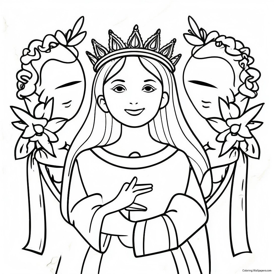 Beautiful May Crowning Ceremony Coloring Page 57861