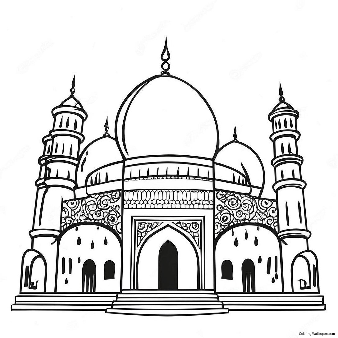 Beautiful Mosque Silhouette Coloring Page 53585