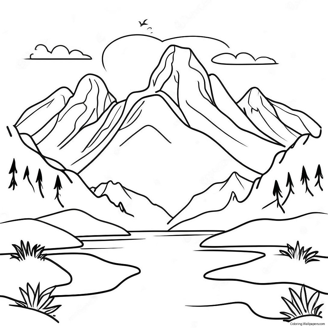 Beautiful Mountain Landscape Coloring Page 56041