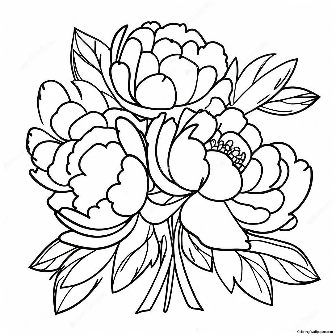 Pagina Da Colorare Di Un Bellissimo Bouquet Di Peonie 31216