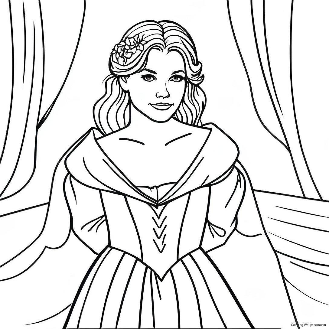 Beautiful Princess Bride In A Gown Coloring Page 31805