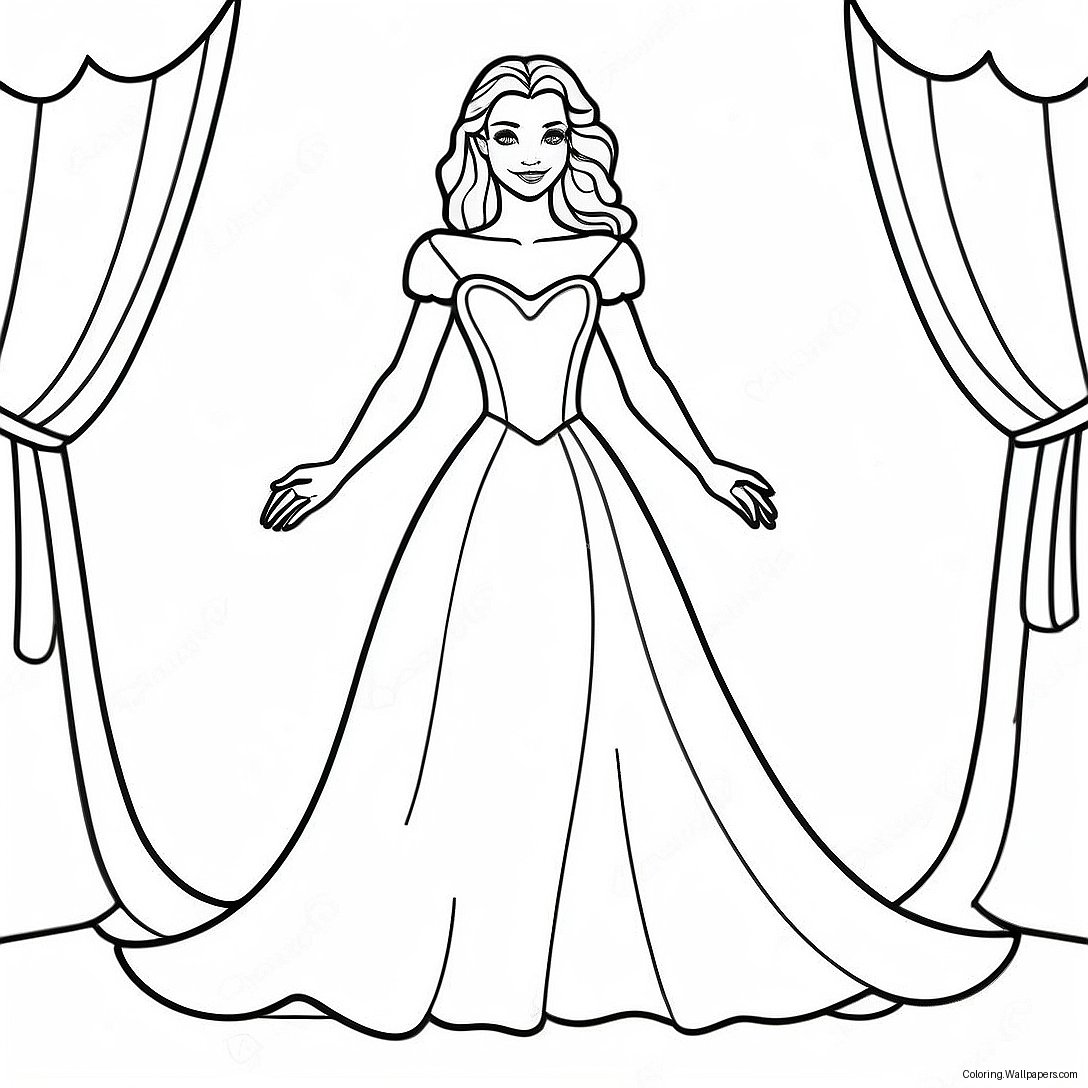 Beautiful Princess Bride In A Gown Coloring Page 31806