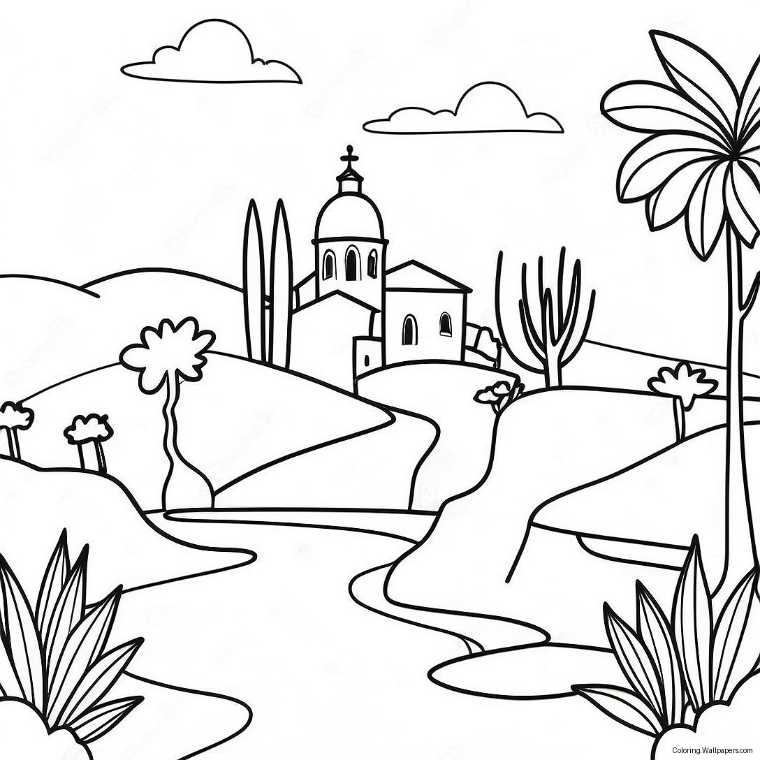 Beautiful Spanish Landscapes Coloring Page 19359