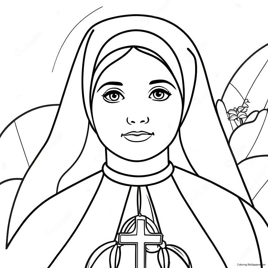 Beautiful St Bernadette Coloring Page 40246