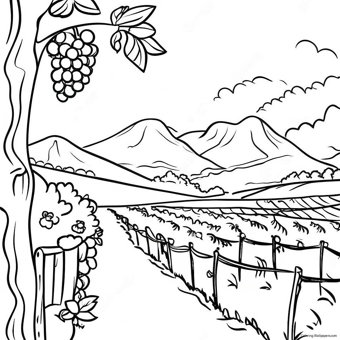 Beautiful Vineyard Coloring Page 51978