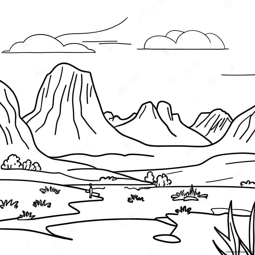 Beautiful Wyoming Landscape Coloring Page 55383