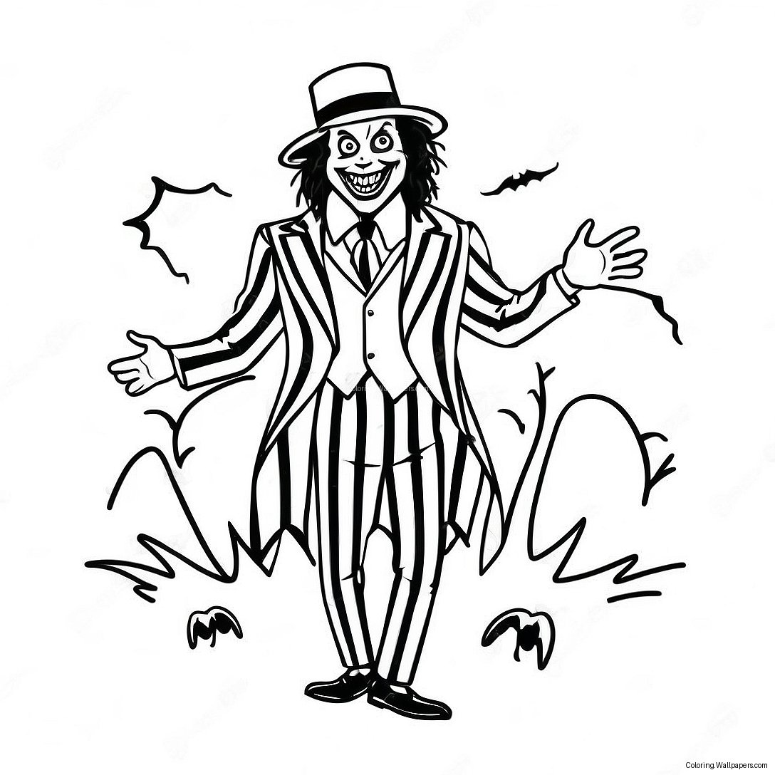 Página Para Colorear De Beetlejuice En Un Disfraz Espeluznante 4102