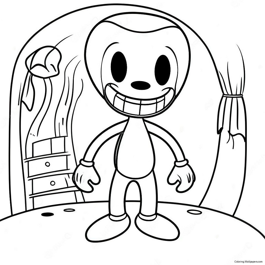 Bendy In A Creepy Scene Coloring Page 41176