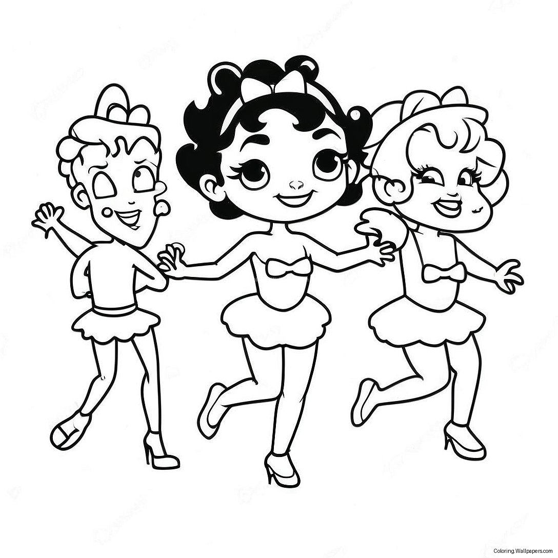 Betty Boop Tanssimassa Ystävien Kanssa Värittämissivu 585