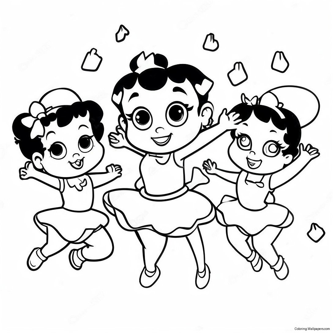 Betty Boop Dansar Med Vänner Färgläggningssida 586