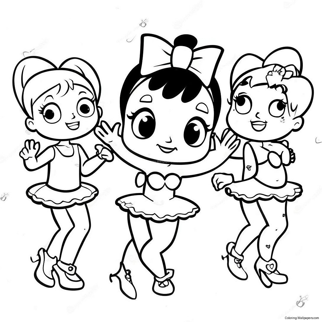 Betty Boop Dansar Med Vänner Färgläggningssida 587